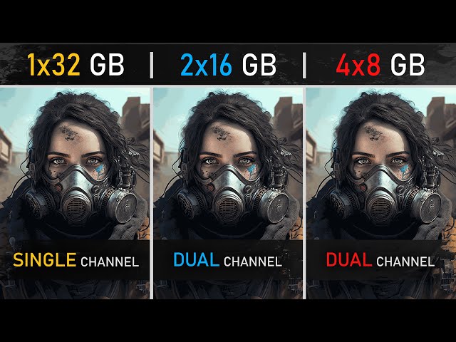 1x32GB vs 2x16GB vs 4x8GB RAM | Single vs Dual Channel | 1080P, 1440P and 4K Tests class=