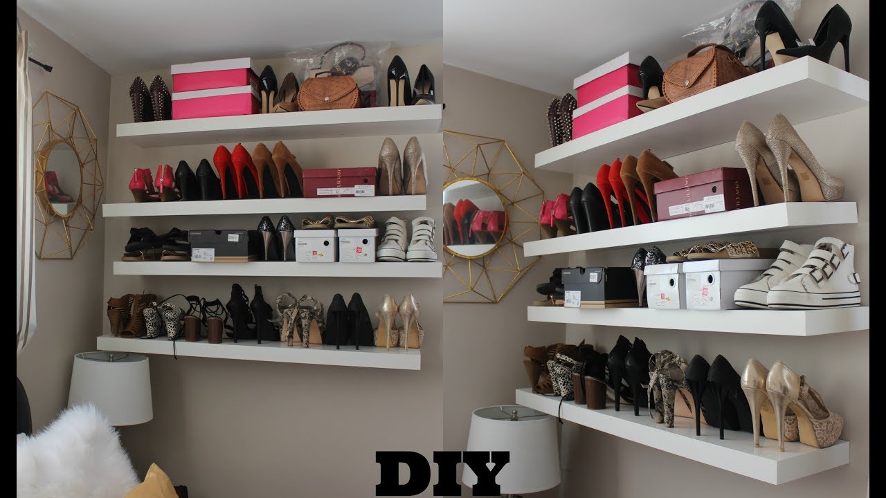 How To Diy Super Easy Floating Shelves For Shoes And Bags