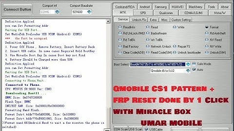 Qmobile CS1 Pattern + FRP Reset Done By 1 Click with Miracle Box