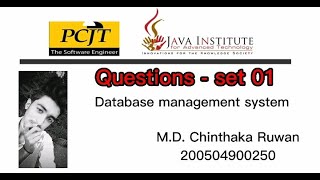 Question Set 01 | Database Management System | Java institute