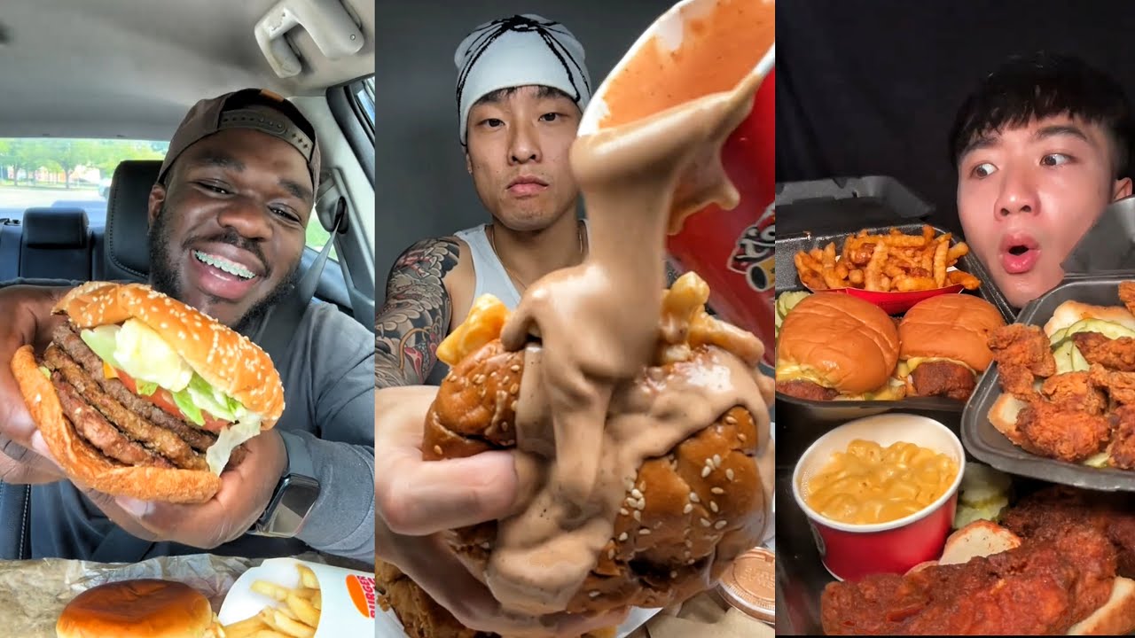 tiktok mukbang compilation 31 | dave's hot chicken, wingstop, burrito and more!