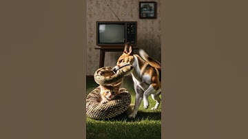 A puppy rescuing a kitten from an anaconda attack. Heart-Stopping Rescue #omg #viral #rescue