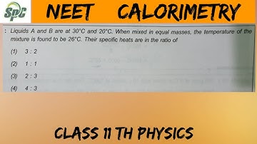 Liquids A and B are at 30 °C and 20 °C . When mixed in equal masses , the temperature of the mixture