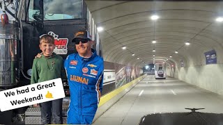 POV; NASCAR Haulers Leave Kansas Speedway; Ride through Kansas City