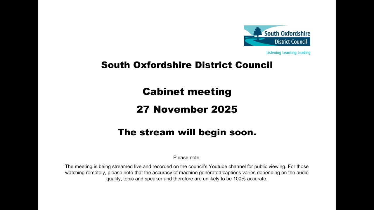 SODC Cabinet Meeting - Thursday 27 November 2025 6pm