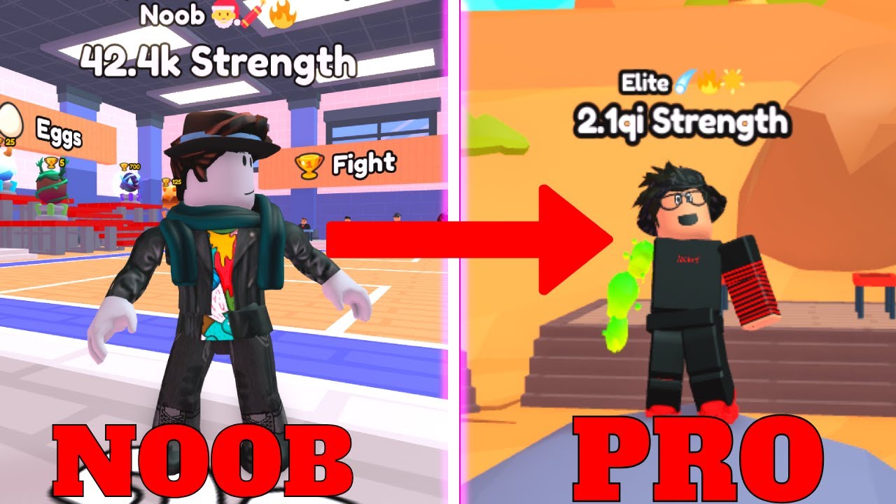 *F2P* Noob To Pro arm wrestling simulator (we reached DINO WORLD)