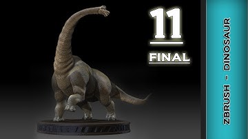 Zbrush Texturing Tutorial - Dinosaur (brachiosaurus) Part 11 Final