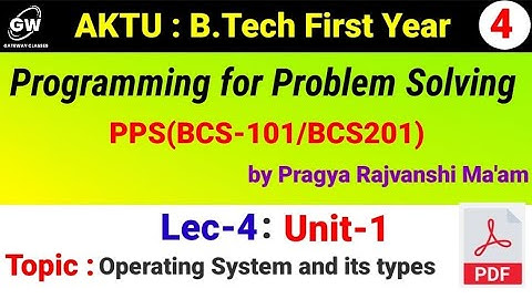 Lec-4 I Unit-1 I Introduction to Components of Computer System I PPS I by Pragya Rajvanshi Ma