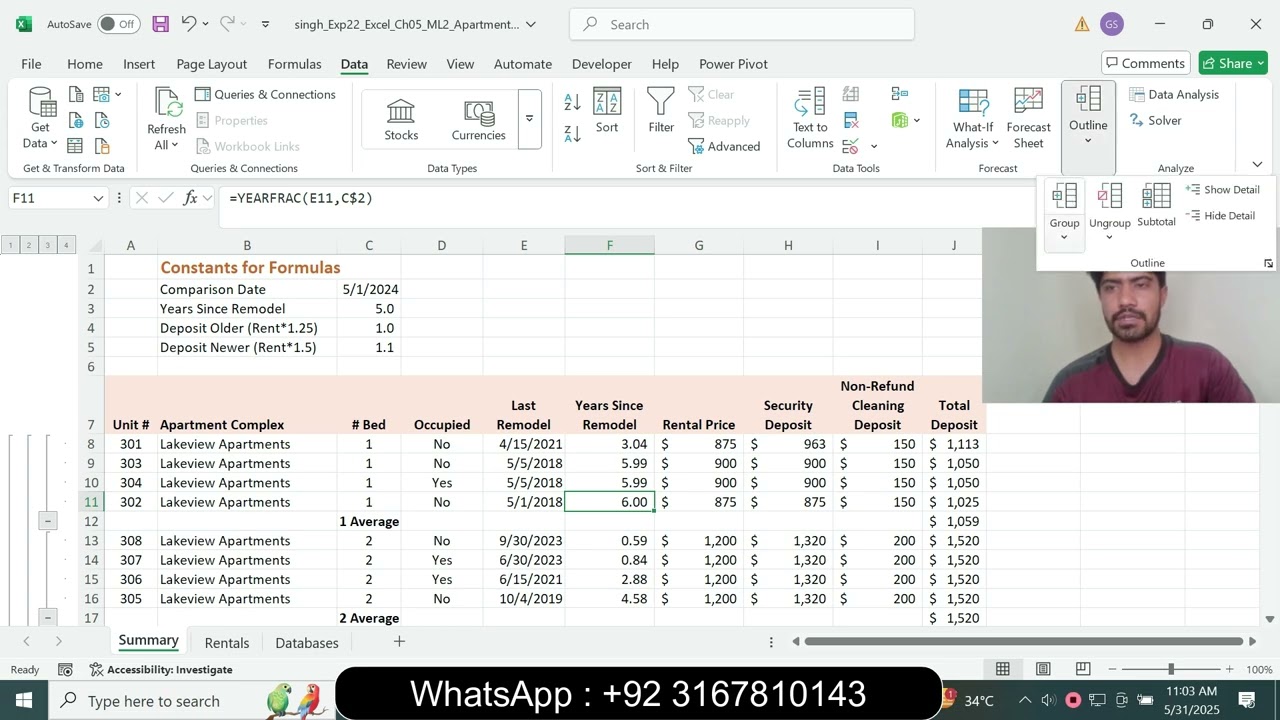Exp22_Excel_Ch05_ML2_Apartments | Exp22 Excel Ch05 ML2 Apartments | excel Ch05 ML2 Apartments