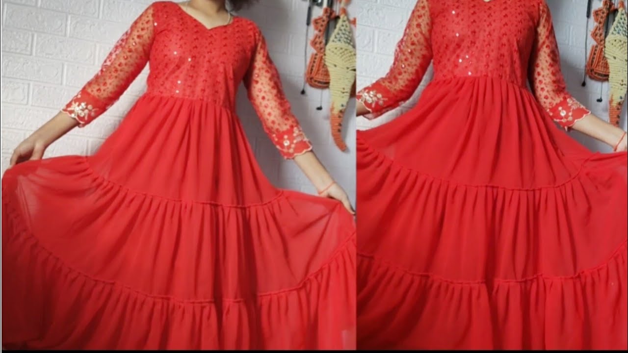 घरीच शिका प्लेन साडी पासून 3 लियर ड्रेस सर्वात सोपी पद्धत #sareedress #newdesign  #viralvideo 