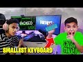 Pranking Brother With Worlds Smallest Keyboard While He Plays Fortnite!