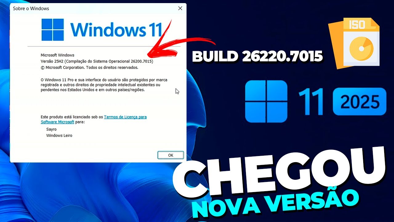 Nova VERSÃO do Windows 11 25H2 CHEGOU - INSTALE AGORA SEM TPM OFICIAL