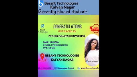 Recently placed Students @ Besant technologies Kalyan Nagar | Software Training in Bangalore