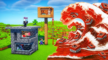 SLENDERMAN XÂY NHÀ BEDROCK VÀ EM TRAI NOOB XÂY NHÀ ĐẤT CAO 1000 MÉT CHỐNG SÓNG THẦN TNT TRONG MCPE