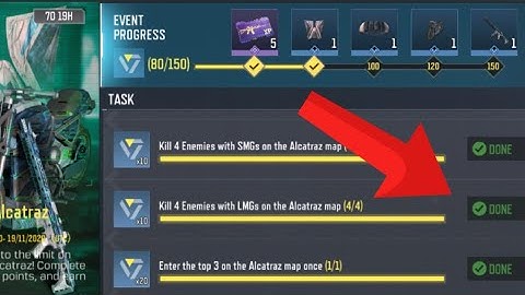 COD Mobile Kill 4 Enemies with LMGs on the Alcatraz map  Task Complete