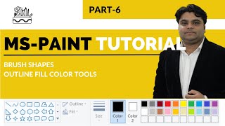 Ms Paint Tutorial Brush shapes outline fill color  Tools  in Hindi Part-6