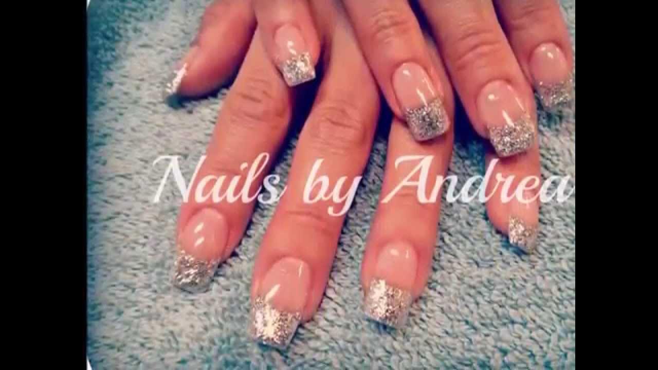 Glamourous Sparkle French Gel Nails by Andrea Kamloops YouTube