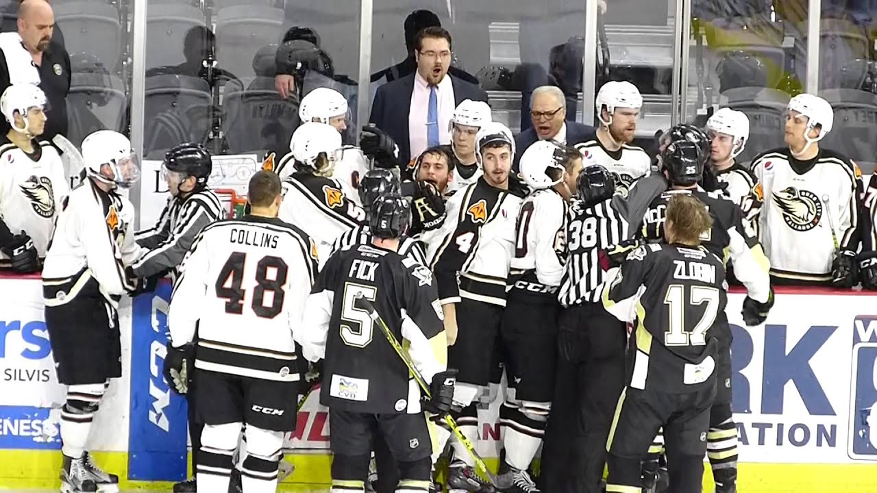 Quad City Mallards/Wheeling Nailers post game scuffle.