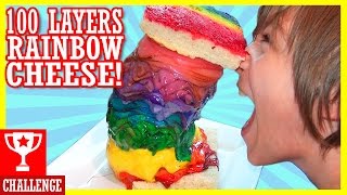 100 LAYERS OF RAINBOW GRILLED CHEESE CHALLENGE! #RainbowCheeseMountain DIY Pinterest |  KITTIESMAMA