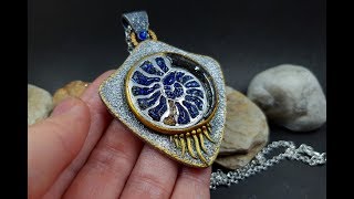 My Pendant with Faux Pyritized Ammonite cabochon! Result!