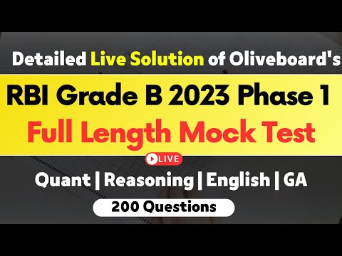 RBI Grade B 2023 Complete Mock Test Live Solution I All Subject Covered for RBI Grade B Phase 1 Exam