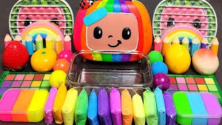 Asmr Rainbow Cocomelon Slime Mixing Random Into Slime! Satisfying Slime#Asmr#Slime#Satisfying