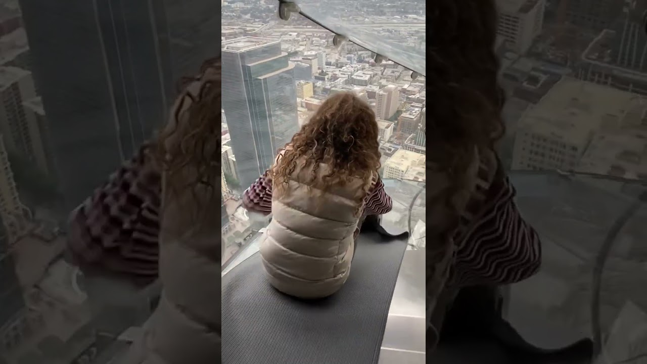 The Scariest Slide in the World Dangling Over Downtown Los Angeles.