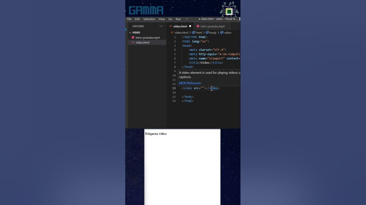 Insertar video en html...Uso de la etiqueta video#html #frontend # ...