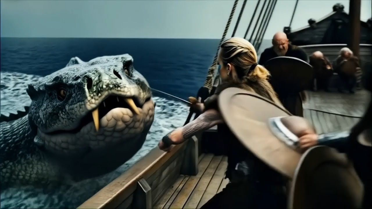 Viking Shield Maidens and the Sea Serpent