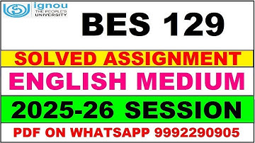 BES 129 solved assignment 2025-26 in English || bes 129 solved assignment 2026 || bes129 2025-26