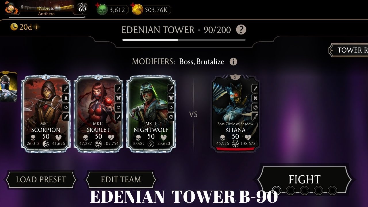 Edenian Tower Boss Battle 90 Fight + Reward MK Mobile