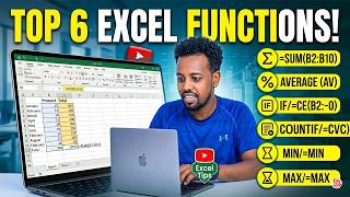 6ቱ ዋና የኤክሴል ፎርሙላዎች sum, average, if, countif, min, max Top 6 Microsoft Excel Formulas
