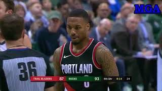 Damian Lillard:  26 PTS, 5 rebounds, 4 assists, 4 steals vs Milwaukee Bucks - October 21, 2017