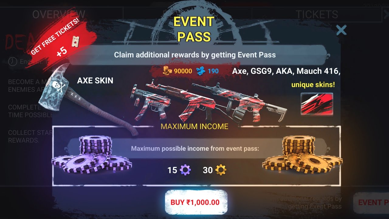 Zombeast Event Pass Purchased and many weapons skins unlocked