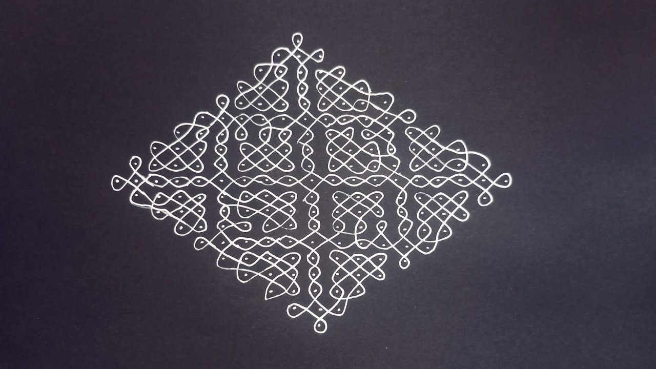 Unique and simple 19-1 sikku kolam#music #muggulu #rangoli #kolam #dailykolam 