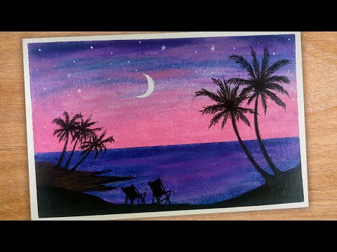 pic Easy Moonlight Scenery Paintings painting with oil paints