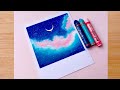 How To Paint Night Sky Clouds | oil pastel techniques for beginners