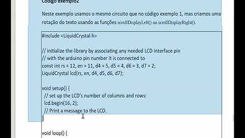 Exemplo uso funções  LCD Arduino