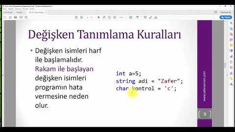 Algoritma Tasarımı - Değişken Kavramı