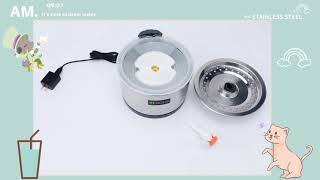 Automatic Pet Water Fountain / Cat Dog Water Dispenser with LED Light 84oz/2.5L by U.S. Solid