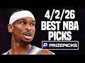PRIZEPICKS TODAY NBA THURSDAY 4/2/26 - FREE PICKS! - BEST PLAYER PROPS - NBA TODAY