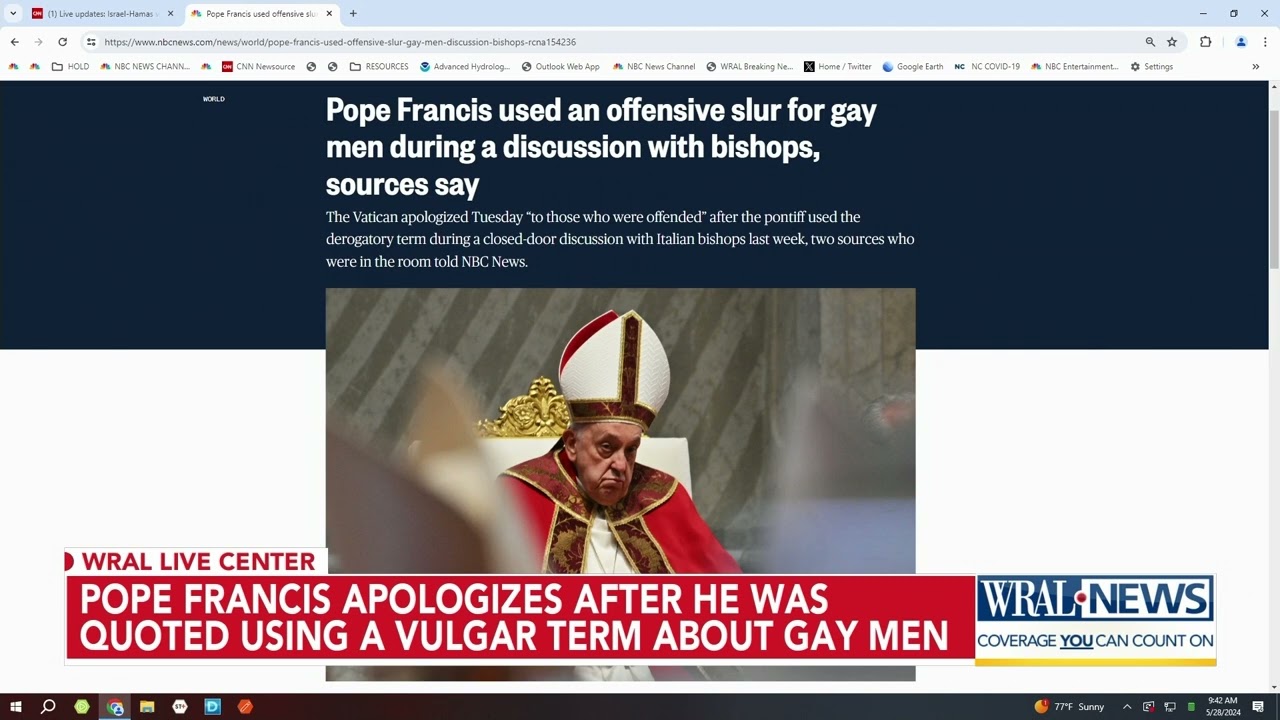 Pope Francis apologises over reported homophobic slur