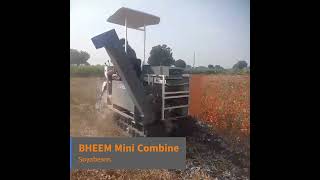 BHEEM Mini combine harvester - Soyabeans Harvesting