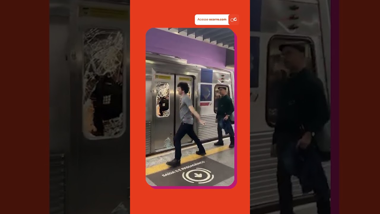 Expulso do vagão, homem perde o controle e QUEBRA VIDRO DO METRÔ em São Paulo