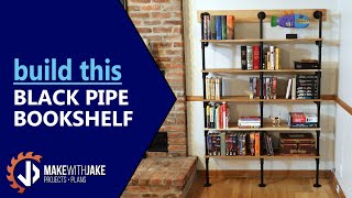 Build this INDUSTRIAL Black Pipe Bookshelf with PLANS!!