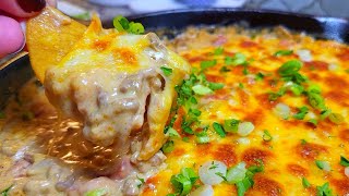 QUESO Taco Dip Recipe | I added taco meat to queso dip & it's a game changer!