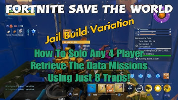 166) Fortnite Save The World - How To Solo Any 4 Player Retrieve The Data Missions With Just 8 Traps