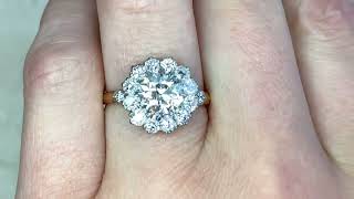 Old European Diamond Cluster Floral Motif Engagement Ring - Fairfield Ring - Hand Video