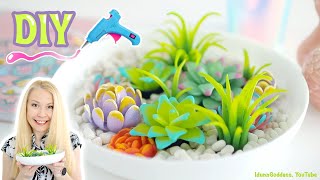 How To Make Artificial Succulents With Hot Glue - DIY Colorful Fake Succulent Plants In A Planter