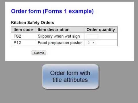 Order form with title attributes